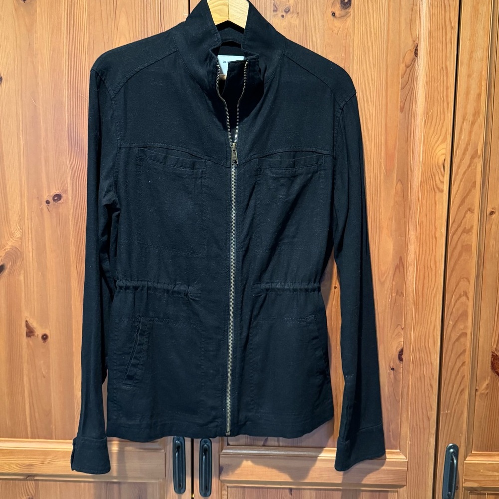 Old Navy Linen Blend Black Utility Jacket for Women